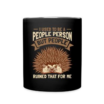 Früher war ich ein geselliger Igel - Tasse einfarbig - Schwarz - Vorne