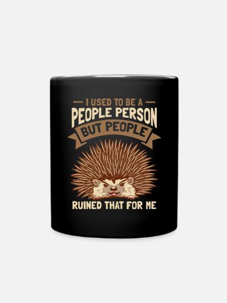 I Used To Be A People Person Hedgehog - Full Colour Mug - black