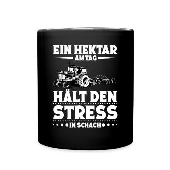 Hektar Landwirt Hühnerbauer Traktorfahrer - Tasse einfarbig - Schwarz - Vorne