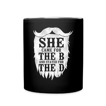 Amoureux de la barbe Homme barbu Elle est venue - Mug uni - noir - Devant