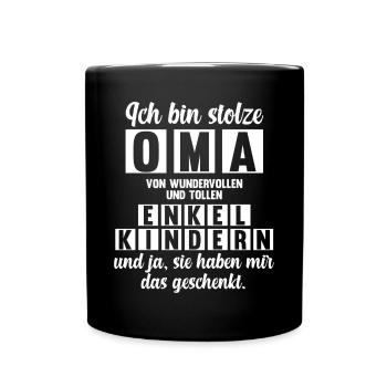 Großmutter Enkelkinder Oma - Tasse einfarbig - Schwarz - Vorne