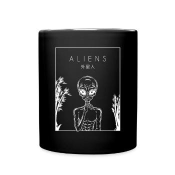 Aliens Chinese Hanzi Alien UFO - Full Colour Mug - black - Front