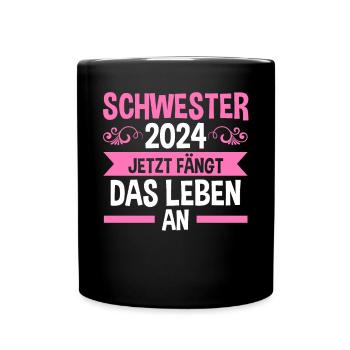 Werdende Schwester 2024 - Tasse einfarbig - Schwarz - Vorne