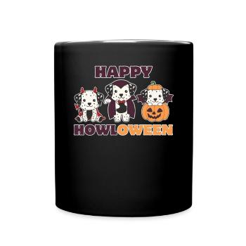 Dalmatian Happy Howloween Pumpkin Vampire Costume - Full Colour Mug - black - Front