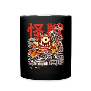 Kaiju Bacon Anime Japonais Monster Eyeball - Mug uni - noir - Devant