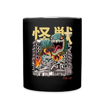 Kaiju Snake Japanese Anime Monster Reptile - Full Colour Mug - black - Front