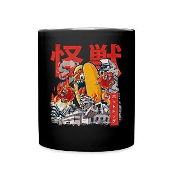 Kaiju Hot Dog Japanischer Anime-Monster-Hotdog - Tasse einfarbig - Schwarz - Vorne