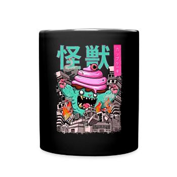 Kaiju Cupcake Japanese Anime Monster Pastry Bake - Full Colour Mug - black - Front