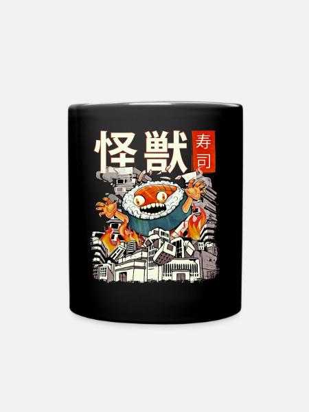 Kaiju Sushi Japanisch Anime Monster - Tasse einfarbig - Schwarz