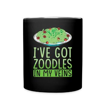 Zoodles Zucchini Pasta Saying - Full Colour Mug - black - Front