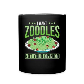 Zoodles Zucchini Pasta Saying - Full Colour Mug - black - Front