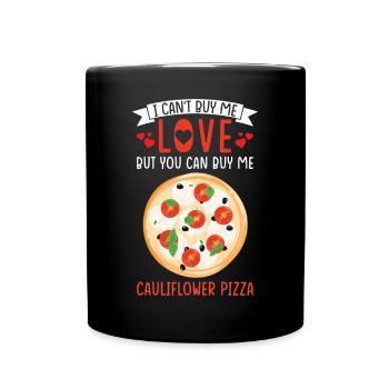 Blumenkohlpizza Vegan Vegetarisch Gemüse - Tasse einfarbig - Schwarz - Vorne