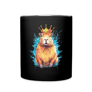 Capybara avec capybara couronne - Mug uni - noir - Devant