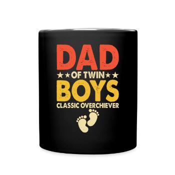 Zwillinge Papa Vater - Tasse einfarbig - Schwarz - Vorne