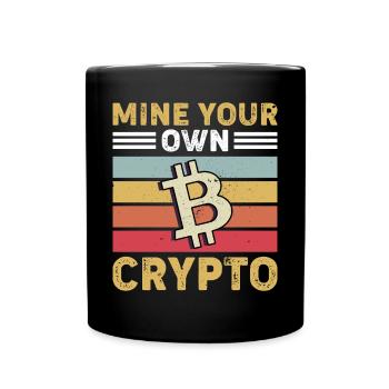 Bitcoin Crypto Cryptocurrency - Full Colour Mug - black - Front