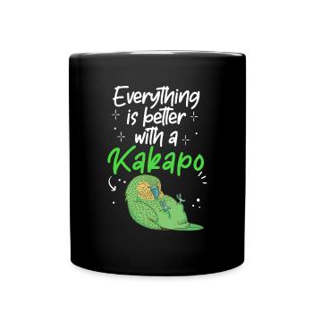 Alles besser mit Kakapo Neuseeland Papagei - Tasse einfarbig - Schwarz - Vorne