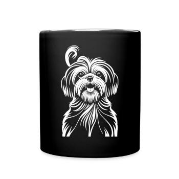 Elegance in White: The Shih Tzu Portrait - Full Colour Mug - black - Front