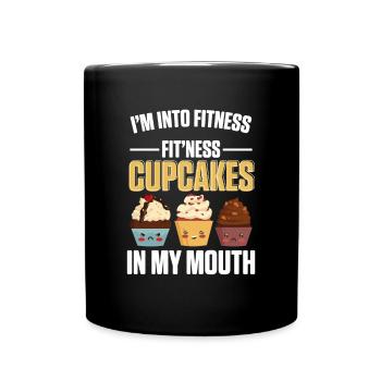 Fitness Cupcake In My Mouth Funny Baker Baking Pas - Full Colour Mug - black - Front