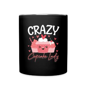 Women Pastry Chef Baking Funny Crazy Cupcake Lady - Full Colour Mug - black - Front