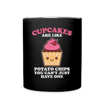 Funny Cupcakes Are Like Potato Chips Pastry Chef F - Full Colour Mug - black - Front