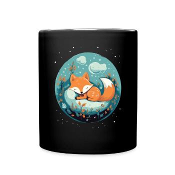 Sleeping Fox Sleepyhead Napping Sleep Fox Lover - Full Colour Mug - black - Front