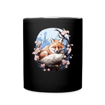 Sleeping Fox Sleepyhead Napping Sleep Fox Lover - Full Colour Mug - black - Front