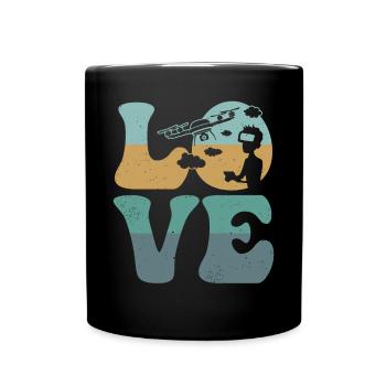 Drohne Pilot Quadcopter RC Biker LOVE - Tasse einfarbig - Schwarz - Vorne
