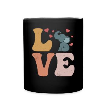Elefanten-Liebes-Safari - Tasse einfarbig - Schwarz - Vorne