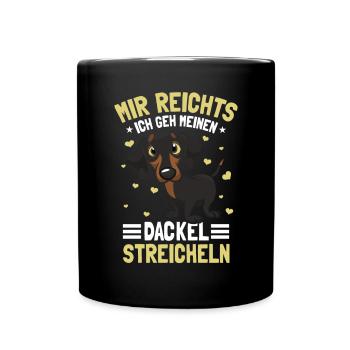 Dachshund Hund Dackel Gassi Spruch - Tasse einfarbig - Schwarz - Vorne