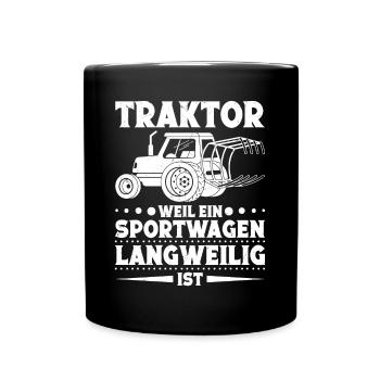 Traktorfahrer Landwirt Traktorliebhaber Traktor - Tasse einfarbig - Schwarz - Vorne