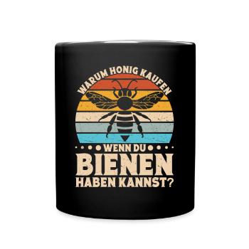 Honigbiene Imkereiinhaber Imker Bienenzüchter - Tasse einfarbig - Schwarz - Vorne