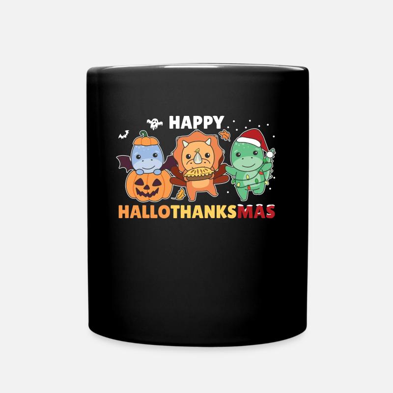 Happy Hallothanksmas Dino Weihnachts Dinos - Tasse einfarbig - Schwarz