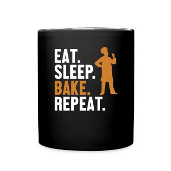 Manger dormir cuire répéter confiseur passe-temps boulanger - Mug uni - noir - Devant