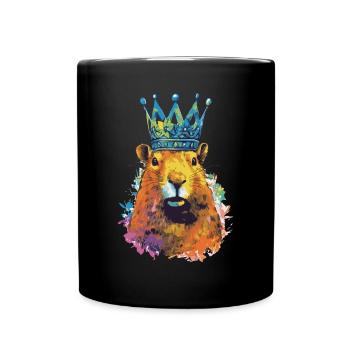 Capybara avec capybara couronne - Mug uni - noir - Devant