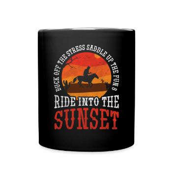 Buck Off The Stress & Saddle Up The Fun Rodeo - Mug uni - noir - Devant