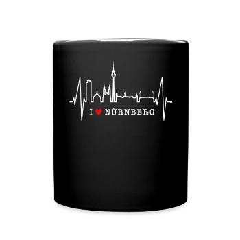Nuremberg Skyline Heartbeat Fan Heart Love Nuremberg - Full Colour Mug - black - Front