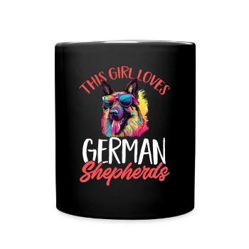 Dog Breed This Girl loves German Shepherds - Full Colour Mug - black - Front