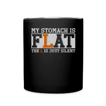 Mon ventre est plat, le L est tout simplement silencieux - Mug uni - noir - Devant
