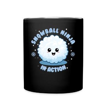 Schneeballschlacht - Snowball Ninja in Action - Tasse einfarbig - Schwarz - Vorne