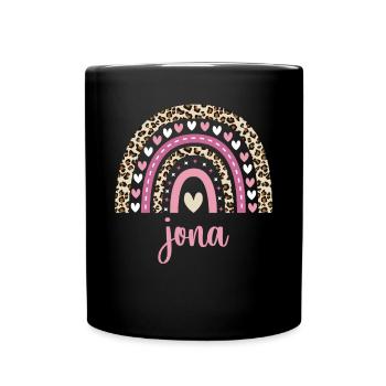 Jona Regenbogen Name Geburtstag Jona - Tasse einfarbig - Schwarz - Vorne
