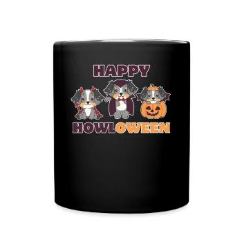 Australian Shepherd Happy Howloween Pumpkin Vampire - Full Colour Mug - black - Front