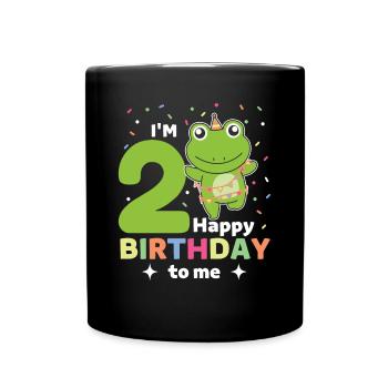 Frog for 2nd birthday children two years old - Full Colour Mug - black - Front