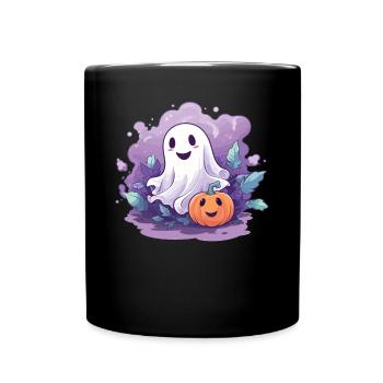 Halloween groovy Geist Hippie Kürbis Vintage - Tasse einfarbig - Schwarz - Vorne