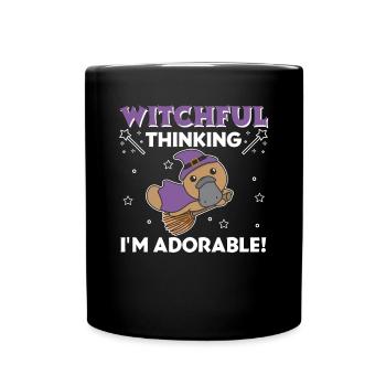 Platypus Halloween Witch Witches I'm Adorable - Full Colour Mug - black - Front
