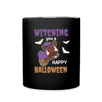 Okapi Hexe Witching you a Happy Halloween - Tasse einfarbig - Schwarz - Vorne