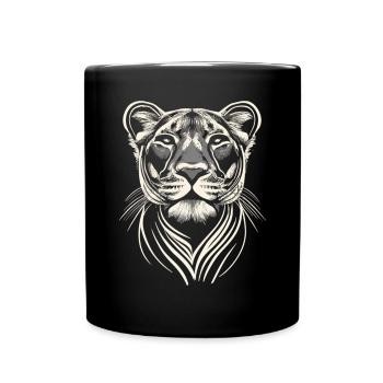 La reine de la savane : le portrait du lion blanc - Mug uni - noir - Devant