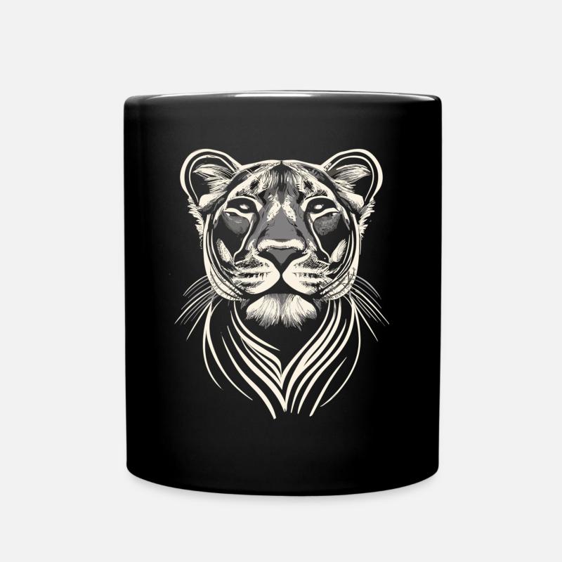 La reine de la savane : le portrait du lion blanc - Mug uni - noir