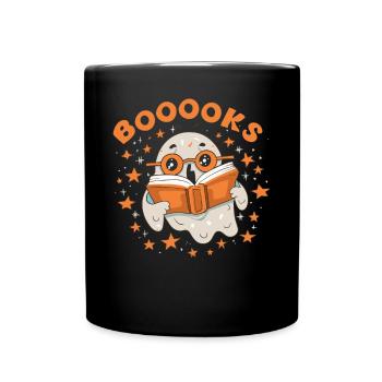 Literarische Geisterwelt: Das Buchwurm-Gespenst - Tasse einfarbig - Schwarz - Vorne