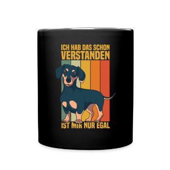 Lustiges Dackel Geschenk - Tasse einfarbig - Schwarz - Vorne