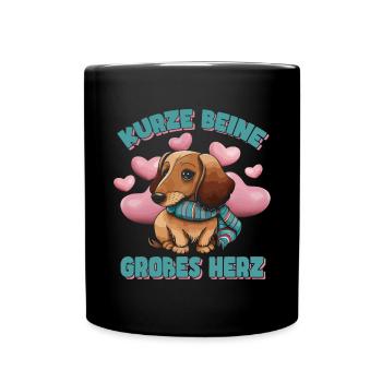 Süßer Dackel Dackelhund Dachshund Rauhaardackel - Tasse einfarbig - Schwarz - Vorne